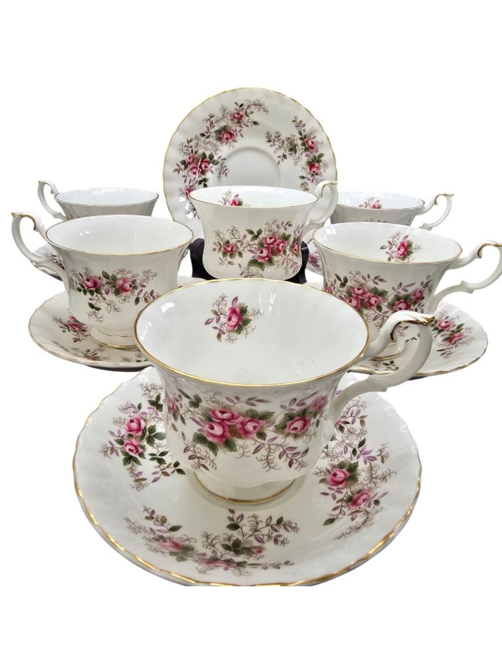 Royal Albert Bone China Tea Cups & Saucers Set Of 6 Lavender Rose VL4024b